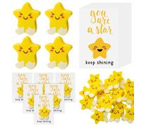 Feifeiya 25 Sets Back to School Inspirational Gift for Kids Include Motivational Star Shaped Erasers You're a Star Fun Erasers Motivational Cards with OPP Bags School Gifts Classroom Rewards Gift