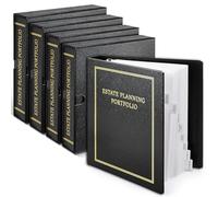 Feifeiya 4 Pcs Estate Planning Portfolio Binders with Gold Title in Case I Die Organizer with Index Tabs and Slipcase PU Leather 3 Ring Binders 11.5 x 11 x 2.5 Inches (Black)