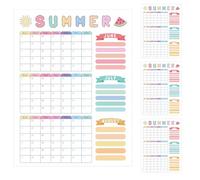 Feifeiya 4 Pcs Summer Calendar Poster 18x24 Inch June July August Planner Large Dry Erase Summer Laminated Wall Poster for Any Year Organize Schedule