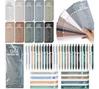 Feifeiya 50 Sets Vbs Supplies 2025 Christian Gifts Bulk Bible Verse Pens Emergency Numbers Bookmarks Church Welcome Gospel Tracts for Church Men Members Women Sunday School(Boho Color,English)