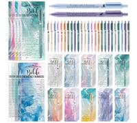 Feifeiya 50 Sets Vbs Supplies 2025 Christian Gifts Bulk Bible Verse Pens Emergency Numbers Bookmarks Church Welcome Gospel Tracts for Church Men Members Women Sunday School(Watercolor,English)
