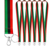 Feifeiya 6 Pcs Juneteenth Lanyard African Rasta for ID Badges with Keychains Juneteenth Key Chain for African American(Red,Black,Green)
