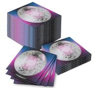 Feifeiya 60 Pcs 70s 80s 90s Disco Ball Cocktail Paper Napkins 6.5 x 6.5 Inches Disposable Paper Napkins Dessert Beverage Napkin for Decoupage Luncheon Napkin for Party Wedding Birthday Party