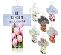 Feifeiya 60 Pcs Easter He is Risen Bookmarks Christian Cross Bookmarks Religious Floral Bookmarks for Bible Page Marks Bookmark Giveaways Sunday School Reading Rewards Easter Church Supplies