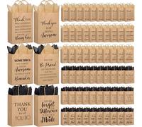 Feifeiya 60 Pcs Employee Appreciation Thank You Gift Bags Bulk Paper Bag with Handle and Tissue Paper Gift Goodie Bags for Coworker Team Teacher Staff Party Favors Supplies (Brown White,Appreciation)