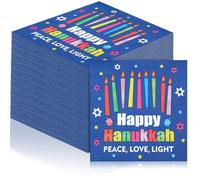 Feifeiya 60 Pcs Happy Hanukkah Cocktail Paper Napkins 6.5 x 6.5 Inches Disposable Paper Napkins Dessert Beverage Napkin for Decoupage Luncheon Napkin for Party Wedding Birthday Party