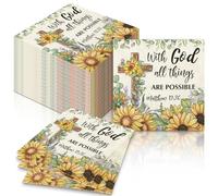 Feifeiya 60 Pcs Sunflower Christian Cocktail Paper Napkins 6.5 x 6.5 Inches Disposable Paper Napkins Dessert Beverage Tissue for Decoupage Luncheon Tissue for Theme Party Wedding Birthday Party