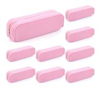 Feifeiya 8 Pcs Silicone Pencil Case Pen Pouch Bags Back to School Stationery Travel Toiletry Makeup Coin Organizer Waterproof Soft with Zipper for School Office Brushes Storage (Pink)
