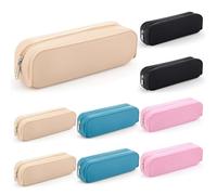 Feifeiya 8 Pcs Silicone Pencil Case Pen Pouch Bags Back to School Stationery Travel Toiletry Makeup Coin Organizer Waterproof Soft with Zipper for School Office Brushes Storage (Multicolor)