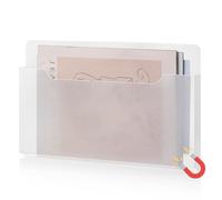 Feifeiya Magnetic Pocket File Holder Large File Folder Organizer Magnetic Paper Mail Letters Holder Wall Hanging Office Supplies for Refrigerator Whiteboard Storage Cabinets(Clear)