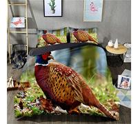 FEIGENBAOMU 3D printed bed quilt cover Pheasant Duvet Cover Set Double Unisex Breathable Bedspread Bedding Set (King size 220x240cm, 1 quilt cover + 2 pillowcases)