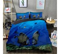 FEIGENBAOMU 3D printed bedding quilt cover Angelfish quilt cover Bedding duvet set with zipper closure (Single size 135x200cm, 1 quilt cover + 1 pillowcase)
