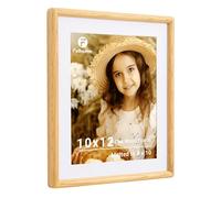 Feihorrm 12x10 Photo Frame, Natural Oak Solid Wood Picture Frame, Handcrafted Wooden Rounded Corner 10x12 Picture Frames with HD Tempered Glass, Matted to 8x10 Photo Frames for Wall Display