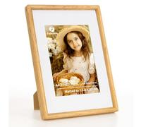 Feihorrm A4 Frame, A4(21x29.7cm) Frame with Mount for A5(13.8x20cm) Photo Frame, Handcrafted Wooden Rounded Corner with HD Tempered Glass, Natural Oak Solid Wood Frames for Wall & Tabletop
