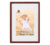 Feihorrm A4 Frame, Mahogany Picture Frame, Matted to A5(13.8x20cm) Photo