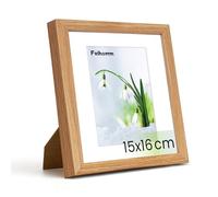 Feihorrm Picture Frame, 15 x 16 cm Oak Photo Frame with Tempered Glass, for 15 x 16 cm Photos without Mount or 9 x 12 cm Photos with Mount, Solid Wood Photo Frame (Beige, 15 x 16 cm / 1x)