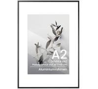 Feihorrm Picture Frame A2 42 x 59.4 cm Aluminium - Modern A2 Black Poster Frame for Pictures, Posters, Artworks or Certificates - Sturdy Metal Photo Frame with Tempered Glass for Wall Mounting