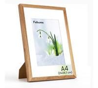 Feihorrm Picture Frame, A4 Oak Photo Frame with Tempered Glass, for 21 x 29.7 cm Photos without Mount or 13.9 x 20 cm Photos with Mount (Beige, A4 (21 x 29.7 cm)