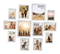 Feihorrm Silver Picture Frames Set of 12, Photo Frames Multiple Pictures, Wall & Tabletop Collage Photo Frame, Multi Size Picture Frame Includes Four 4x6, Four 5x7, Two 6x8, Two 8x10