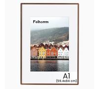 Feihorrm Solid Wood Picture Frame, Oak Picture Frame with Tempered Glass, for 59.4 x 84 cm Photos without Mount or 41 x 58.4 cm Photos with Mount (Dark Brown, A1 (59.4 x 84 cm) / 1x)