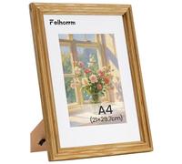 Feihorrm Vintage Picture Frame, A4 Solid Oak Photo Frame, with Tempered Glass, for 21 x 29.7 cm Photos without Mount or 13.9 x 20 cm Photos with Mount (Beige, A4 (21 x 29.7 cm)