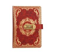 FEIHS 1 Piece Journal with Lock, Leather Password Notebook, Lock Journal, Leatherette Vintage Diary, A5 200 Pages, Notebook for Women & Men (Burgundy)