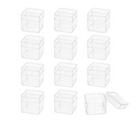 FEIHS 12 pcs Acrylic Box, Containers Storage Organizer,Transparent Dustproof Box,for storing sweets, jewellery, paper clips, stamps, cotton wool balls and similar items