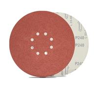 FEIHU 225 mm Sanding Disc 8 Holes P240 Grit. 9 Inch Hook and Loop Discs Sandpaper. 225mm Sanding Discs Pads,Grinding Wheels Diameter 225mm red Punched.For Drywall Sander Sanding Pads -15pcs