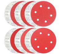 FEIHU 60 Pcs 225mm sanding discs 6 holes .9inch Hook and Loop Discs，6 different grits 10XP40/60/100/120/180/240, red 6-hole sandpaper for drywall sanders