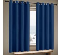 FEIJDON Blackout Curtains 178 x 185 cm Pencil Pleat Blackout Thermal Drapes Eyelet Thermal Curtains for Bedroom Living Room, Navy Blue