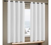 FEIJDON Blackout Curtains 194 x 186 cm Pencil Pleat Blackout Thermal Drapes Eyelet Thermal Curtains for Bedroom Living Room, White