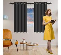 FEIJDON Blackout Curtains for Living Room 240 x 110 cm Super Soft Texture Eyelet Door Curtain for Living Room for Summer Winter, Dark Grey