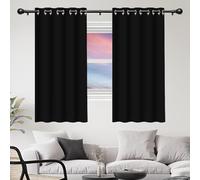 FEIJDON Pencil Pleat Blackout Curtains 210 x 320 cm Thermal Insulated Soundproof Drop Blackout Curtains for Bedroom, Kitchen, Black