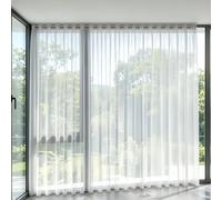 FEIJDON Sheer Tie-Top Window 145 x 105 cm Touching, Saving Privacy Light Filtering Curtain Sheer Curtains - Energy-Saving Privacy Panels with UV Light for Kitchen, Patio, Hotel, White