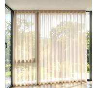 FEIJDON Sheer Tie-Top Window 150 x 135 cm Touching, Saving Privacy Light Filtering Curtain Sheer Curtains - Energy-Saving Privacy Panels with UV Light for Kitchen, Patio, Hotel, Light brown