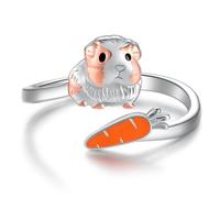 Feijiesi 925 Sterling Silver Axolotl/Guinea Pig/Highland Cow Adjustable Open Ring, Sterling Silver, No Gemstone