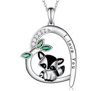 Feijiesi 925 Sterling Silver Raccoon Wolf Axolotl Elephant Sea Turtle Koala Rabbit Owl Pendant Necklace Cute Animal Jewelry for Women, Sterling Silver, No Gemstone