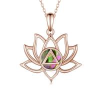 Feijiesi AA Sobriety Gifts Sterling Silver Alcoholics Anonymous Recovery Symbol Necklace Lotus Alcoholics Anonymous Gifts for Women Men, Sterling Silver, abalone shell