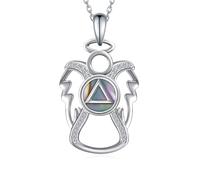 Feijiesi AA Sobriety Gifts Sterling Silver Alcoholics Anonymous Recovery Symbol Necklace Lotus Alcoholics Anonymous Gifts for Women Men, Sterling Silver, Abalone Shell