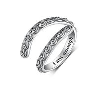 Feijiesi I Am Enough Sterling Silver Self Love Rings Inspirational Jewelry for Women Girls Sterling Silver No Gemstone