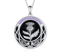 Feijiesi Scottish Gifts Scottish Thistle Necklace 925 Sterling Silver Thistle Pendant Necklace Scottish Thistle Jewelry Scottish Gifts for Women