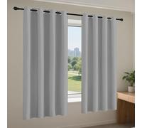 FEIJUAND Black Blackout Curtains 131 x 155 cm Drop Thermal Insulated Super Soft Waterproof Curtains Extra Long Privacy Protected for Bedroom Bathroom, Light Grey
