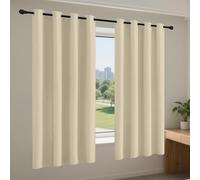 FEIJUAND Black Blackout Curtains 137 x 162 cm Drop Thermal Insulated Super Soft Waterproof Curtains Extra Long Privacy Protected for Bedroom Bathroom, Cream Color