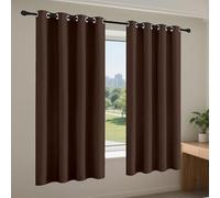 FEIJUAND Black Blackout Curtains 147 x 166 cm Drop Thermal Insulated Super Soft Waterproof Curtains Extra Long Privacy Protected for Bedroom Bathroom, Brown