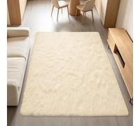 FEIJUAND Living Room Rugs Shaggy Soft 140x170cm Cream Color | Rugs Plain Living Room Many Different Sizes For The Bedrooms And Kitchen