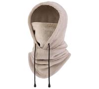 FEIKELUN Balaclava Winter Snood Thermal Unisex Neck Warmer Fleece Snoods for Men Women Sherpa Hood Ski Mask Windproof Face Cover Hat Neck Gaiter Balaclavas for Motorcycle Fishing Outdoor Sports Khaki