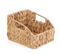 FEILANDUO Wicker Basket with Handles, Handwoven Storage Basket for Pantry, Trapezoid Decorative Baskets for Shelves Home Organizer (Natural(Water Hyacinth), 19 x 24 x 16.5cm)