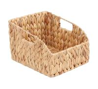 FEILANDUO Wicker Basket with Handles, Handwoven Storage Basket for Pantry, Trapezoid Decorative Baskets for Shelves Home Organizer (Natural(Water Hyacinth), 23 x 28 x 18cm)