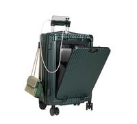 feilario 20in Hardside Spinner Wheel Luggage with Zipper Closure, Built-In TSA lock Carry on Suitcase, with Cup Holder & USB Port & Phone Holder, Forest Green (with zipper closure), 20.8", Business