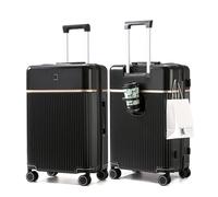 feilario 20in PC Hard Shell Carry On Luggage Airline Approved Cabin Suitcase with Silent Spinner Wheels & TSA Approved Lock, Retractable Cup Holder, Luggage Hook, Black, Business